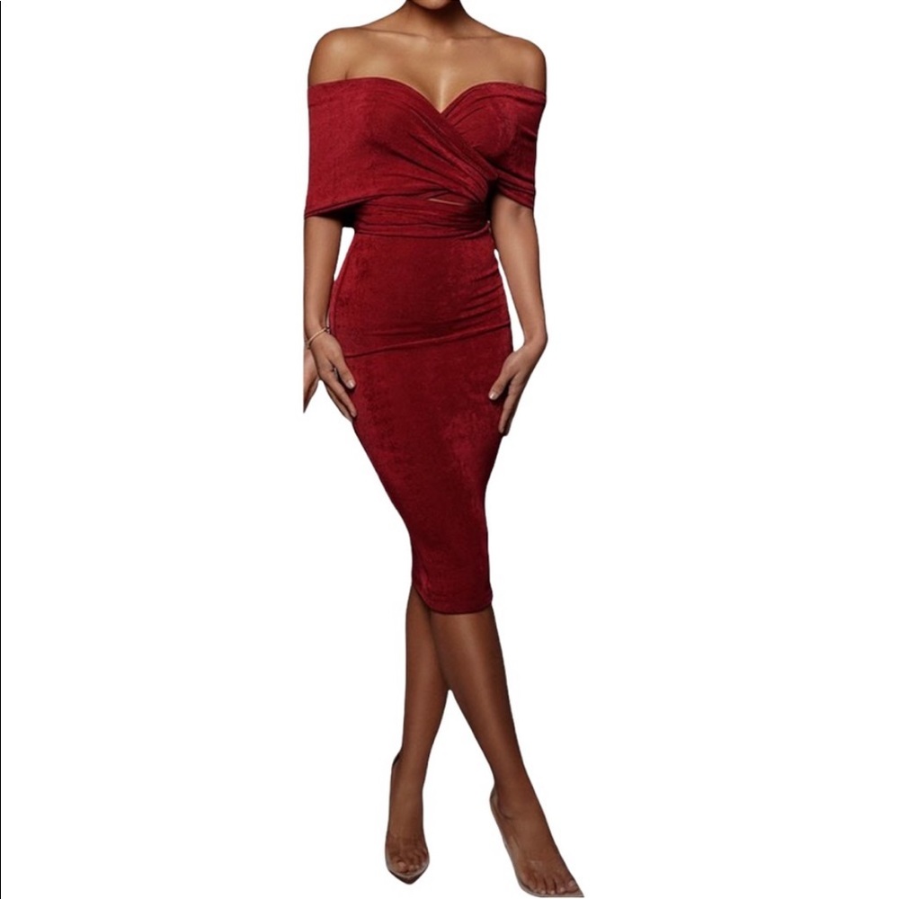 Red wrap dress size large Jluxlabel